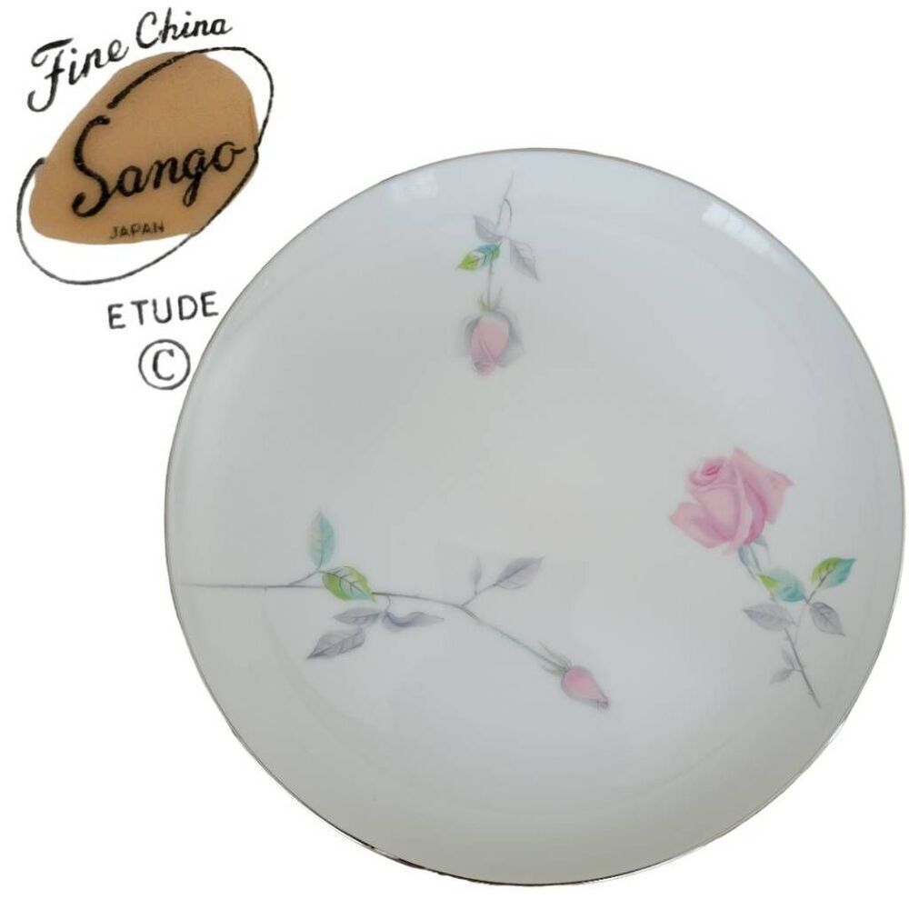 Sango Etude Pink Roses Vintage Fine China Replacement Dinner Plate 10.5 Inch